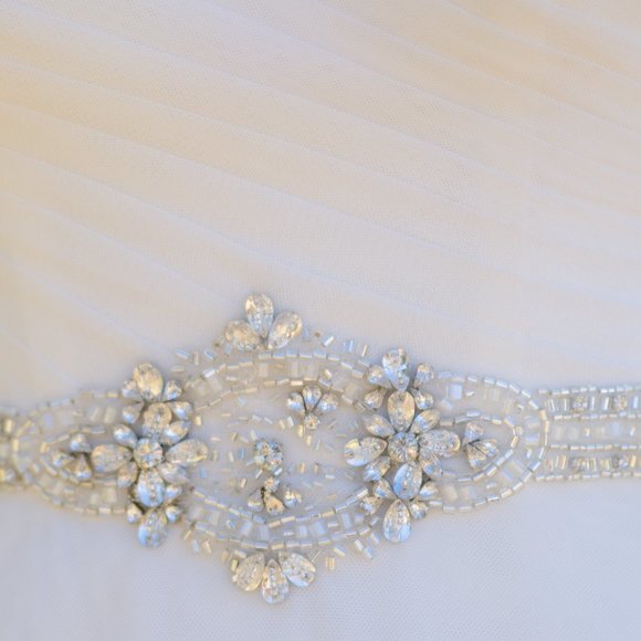 A-line wedding dress with English netting and beaded waist - Picture 13 of 15